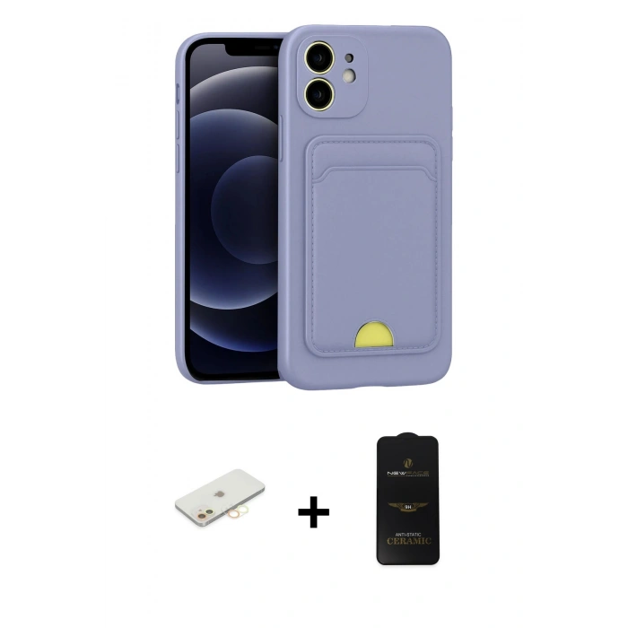 MARSİLYAN™- iPhone 11 Kılıf Vadi Çizgi Prime - Siyah 6D Antistatik Mat Seramik Hayalet Nano Ekran Koruyucu + Renkli Kamera Lens Koruma Cam - SI
