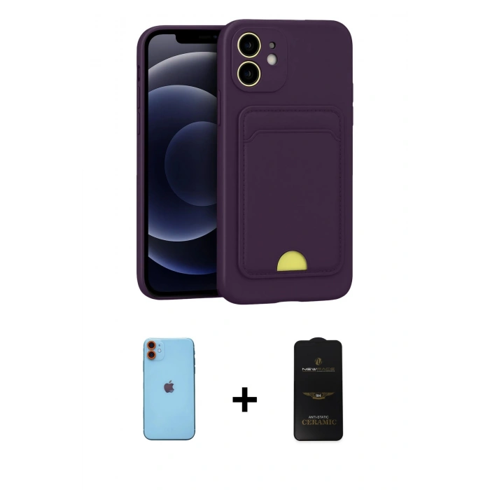 MARSİLYAN™- iPhone 11 Kılıf Vadi Çizgi Prime - Siyah 6D Antistatik Mat Seramik Hayalet Nano Ekran Koruyucu + Neon Fosforlu Kamera Lens - TU