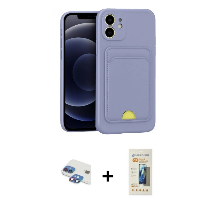 MARSİLYAN™- iPhone 11 Kılıf Vadi Çizgi Prime - Siyah 6D Mat Seramik Hayalet Nano Ekran Koruyucu + Pers Alüminyum Kamera Lens - GI