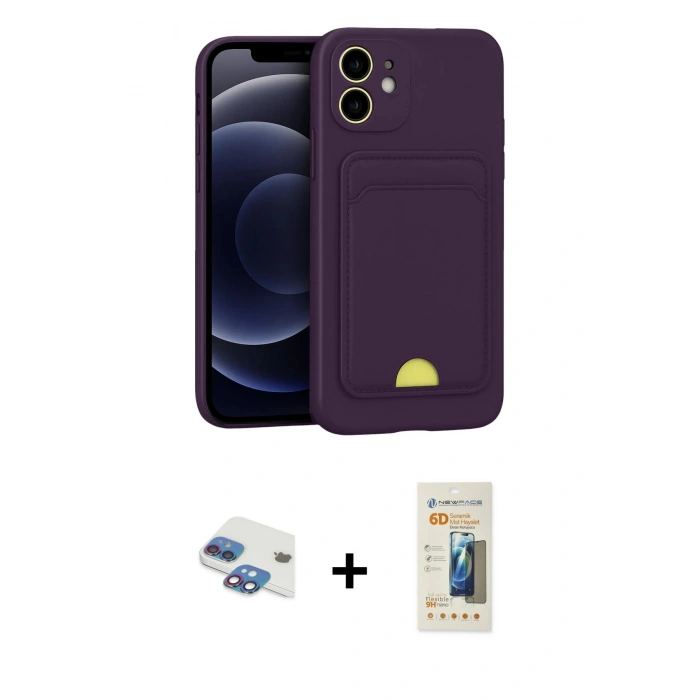 MARSİLYAN™- iPhone 11 Kılıf Vadi Çizgi Prime - Siyah 6D Mat Seramik Hayalet Nano Ekran Koruyucu + Pers Alüminyum Kamera Lens - GI