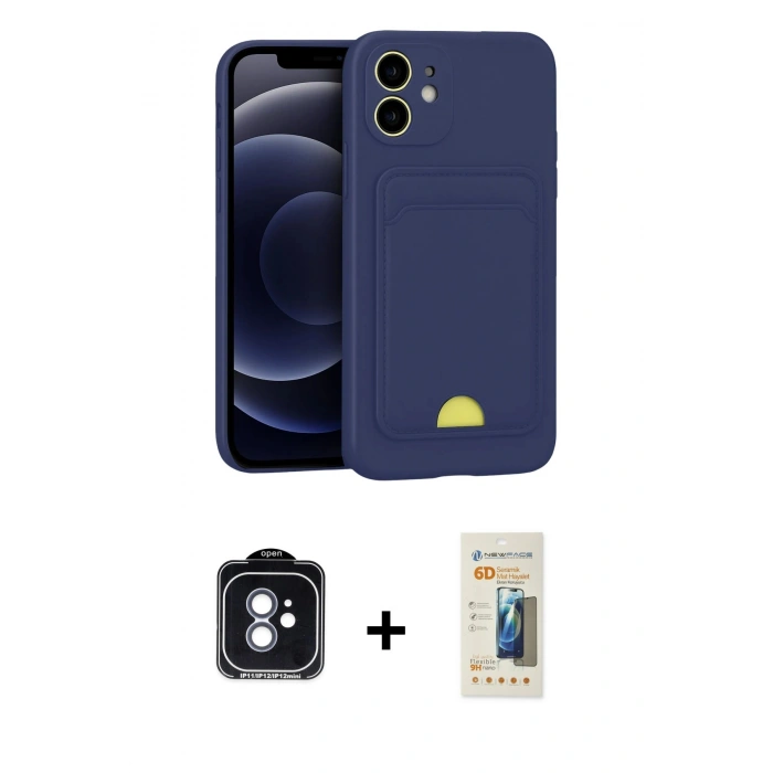 MARSİLYAN™- iPhone 11 Kılıf Vadi Çizgi Prime - Siyah 6D Mat Seramik Hayalet Nano Ekran Koruyucu + PVD Metal Kamera Lens - MI
