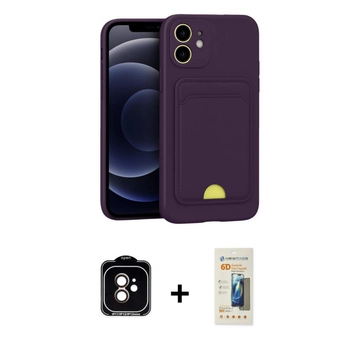 MARSİLYAN™- iPhone 11 Kılıf Vadi Çizgi Prime - Siyah 6D Mat Seramik Hayalet Nano Ekran Koruyucu + PVD Metal Kamera Lens - TU