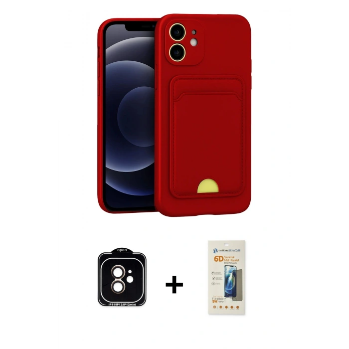 MARSİLYAN™- iPhone 11 Kılıf Vadi Çizgi Prime - Siyah 6D Mat Seramik Hayalet Nano Ekran Koruyucu + PVD Metal Kamera Lens - TU