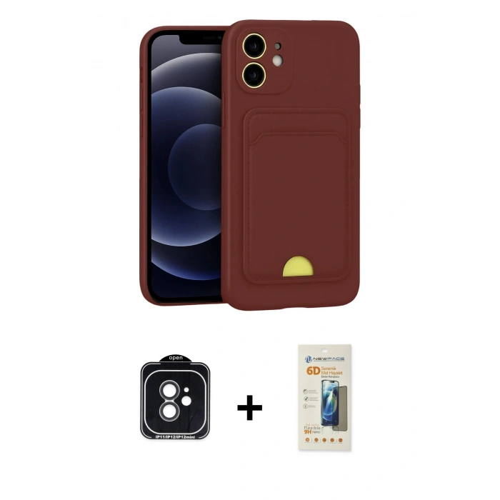 MARSİLYAN™- iPhone 11 Kılıf Vadi Çizgi Prime - Siyah 6D Mat Seramik Hayalet Nano Ekran Koruyucu + PVD Metal Kamera Lens - SH