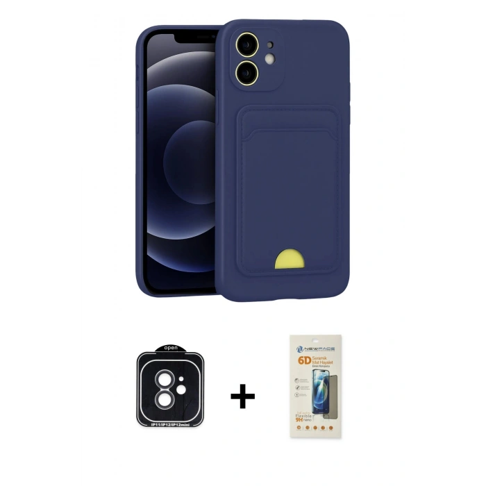 MARSİLYAN™- iPhone 11 Kılıf Vadi Çizgi Prime - Siyah 6D Mat Seramik Hayalet Nano Ekran Koruyucu + PVD Metal Kamera Lens - SH