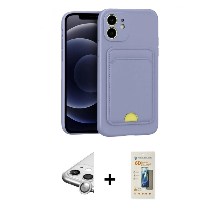 MARSİLYAN™- iPhone 11 Kılıf Vadi Çizgi Prime - Siyah 6D Mat Seramik Hayalet Nano Ekran Koruyucu + Raze Metal Kamera Lens - GS