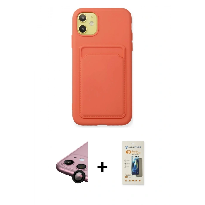 MARSİLYAN™- iPhone 11 Kılıf Vadi Çizgi Prime - Siyah 6D Mat Seramik Hayalet Nano Ekran Koruyucu + Raze Metal Kamera Lens - SH