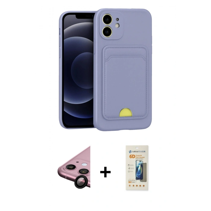 MARSİLYAN™- iPhone 11 Kılıf Vadi Çizgi Prime - Siyah 6D Mat Seramik Hayalet Nano Ekran Koruyucu + Raze Metal Kamera Lens - SH