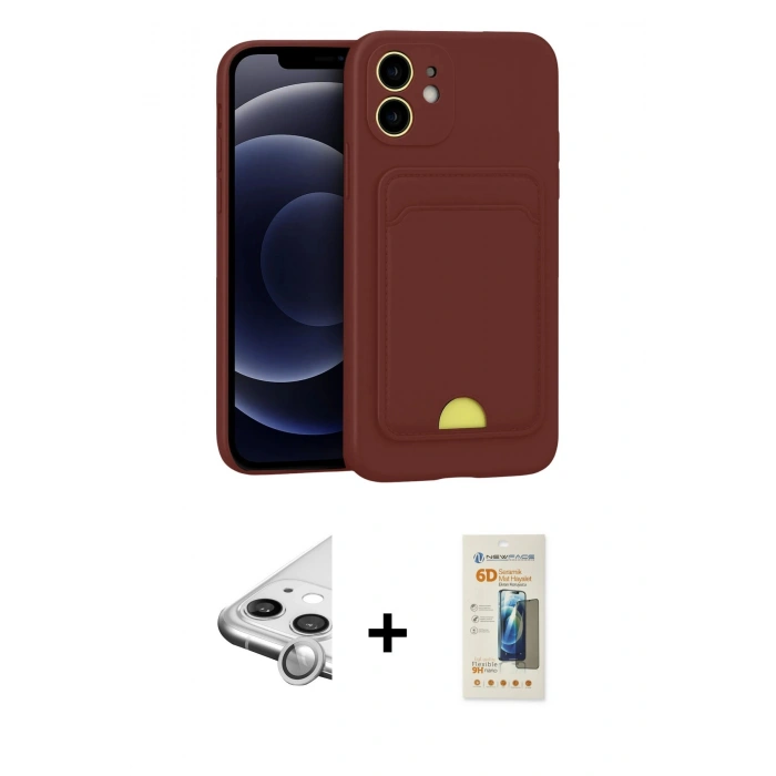 MARSİLYAN™- iPhone 11 Kılıf Vadi Çizgi Prime - Siyah 6D Mat Seramik Hayalet Nano Ekran Koruyucu + Raze Metal Kamera Lens - GS