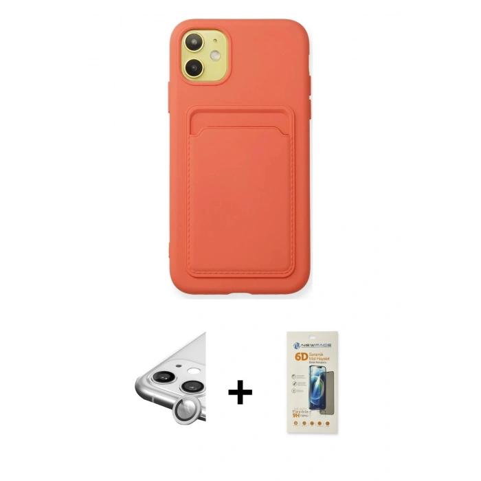 MARSİLYAN™- iPhone 11 Kılıf Vadi Çizgi Prime - Siyah 6D Mat Seramik Hayalet Nano Ekran Koruyucu + Raze Metal Kamera Lens - GS