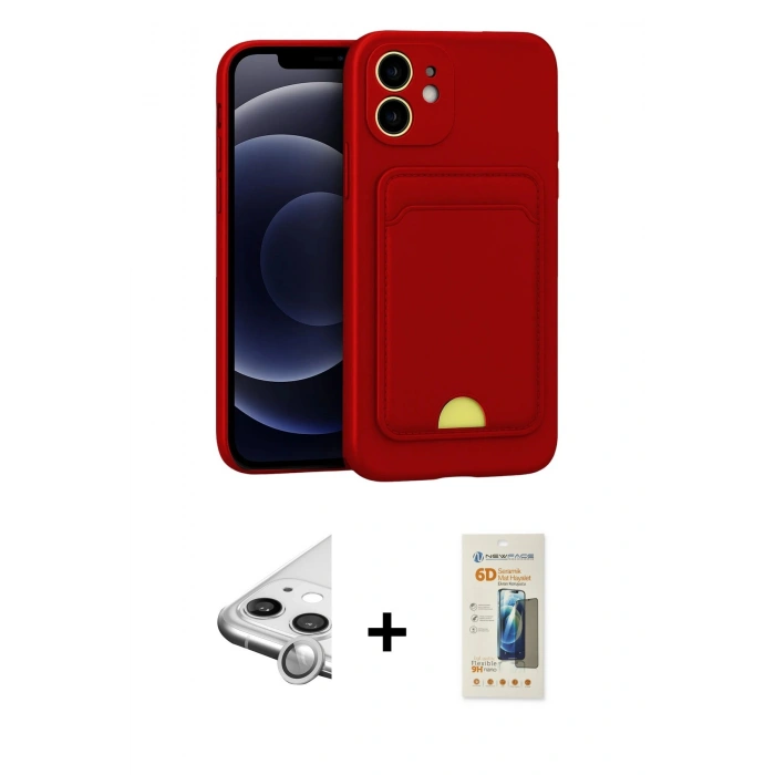 MARSİLYAN™- iPhone 11 Kılıf Vadi Çizgi Prime - Siyah 6D Mat Seramik Hayalet Nano Ekran Koruyucu + Raze Metal Kamera Lens - GS