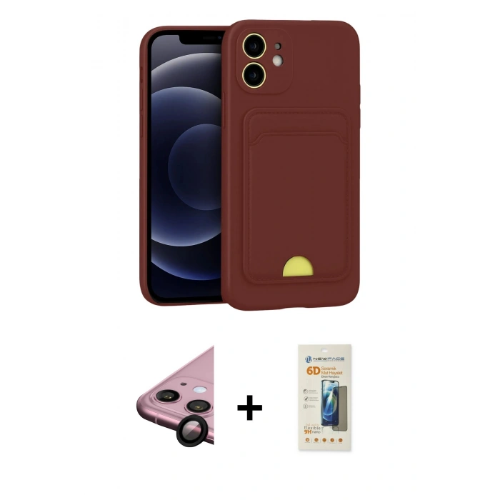 MARSİLYAN™- iPhone 11 Kılıf Vadi Çizgi Prime - Siyah 6D Mat Seramik Hayalet Nano Ekran Koruyucu + Raze Metal Kamera Lens - SH