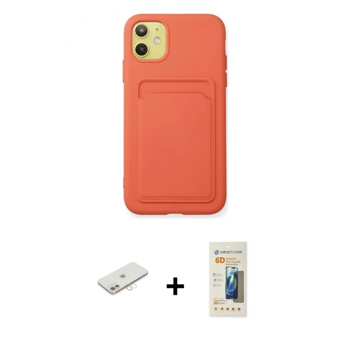 MARSİLYAN™- iPhone 11 Kılıf Vadi Çizgi Prime - Siyah 6D Mat Seramik Hayalet Nano Ekran Koruyucu + Renkli Kamera Lens Koruma Cam - YL