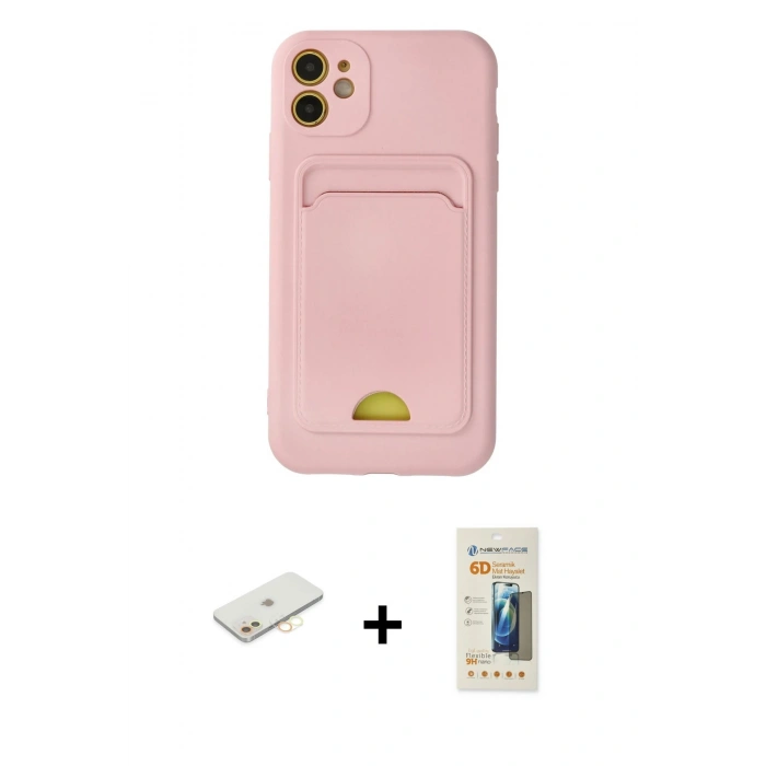 MARSİLYAN™- iPhone 11 Kılıf Vadi Çizgi Prime - Siyah 6D Mat Seramik Hayalet Nano Ekran Koruyucu + Renkli Kamera Lens Koruma Cam - SI