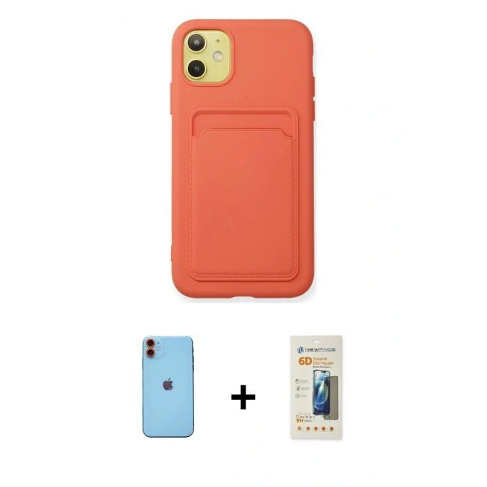 MARSİLYAN™- iPhone 11 Kılıf Vadi Çizgi Prime - Siyah 6D Mat Seramik Hayalet Nano Ekran Koruyucu + Neon Fosforlu Kamera Lens - TU