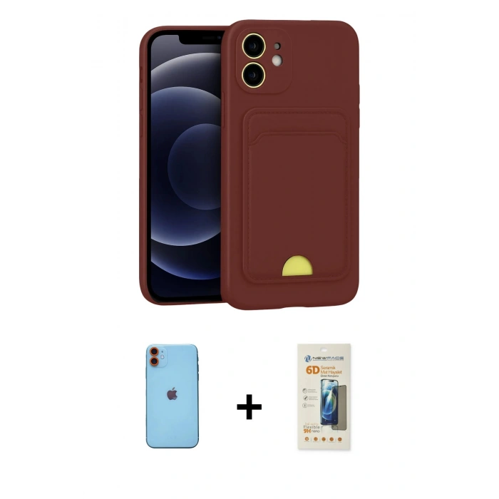 MARSİLYAN™- iPhone 11 Kılıf Vadi Çizgi Prime - Siyah 6D Mat Seramik Hayalet Nano Ekran Koruyucu + Neon Fosforlu Kamera Lens - TU