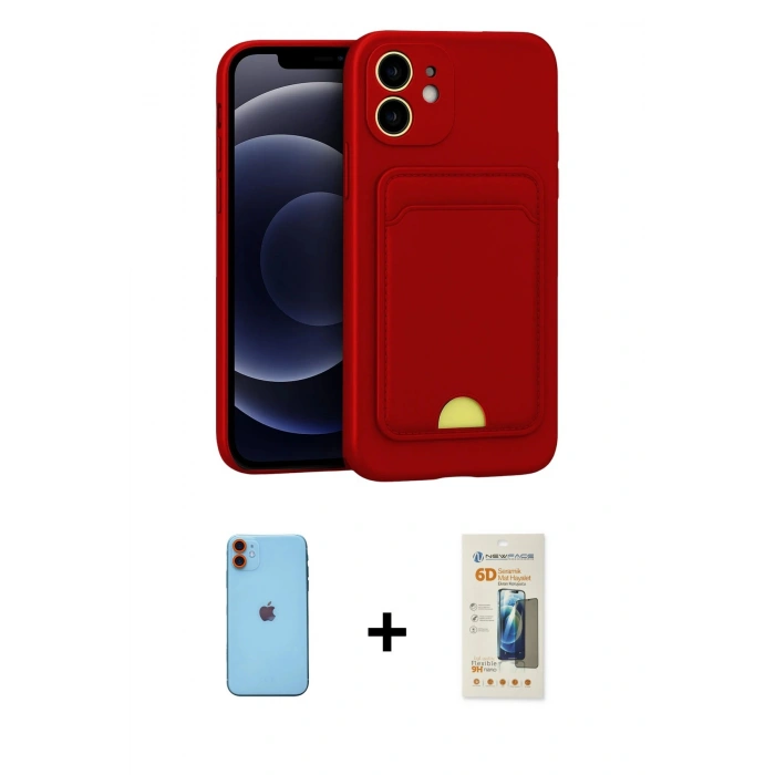 MARSİLYAN™- iPhone 11 Kılıf Vadi Çizgi Prime - Siyah 6D Mat Seramik Hayalet Nano Ekran Koruyucu + Neon Fosforlu Kamera Lens - TU
