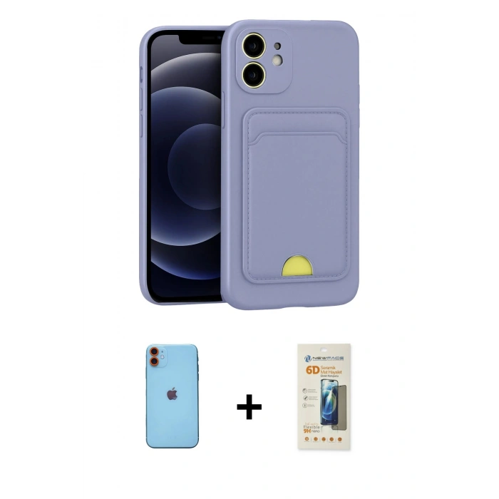 MARSİLYAN™- iPhone 11 Kılıf Vadi Çizgi Prime - Siyah 6D Mat Seramik Hayalet Nano Ekran Koruyucu + Neon Fosforlu Kamera Lens - TU