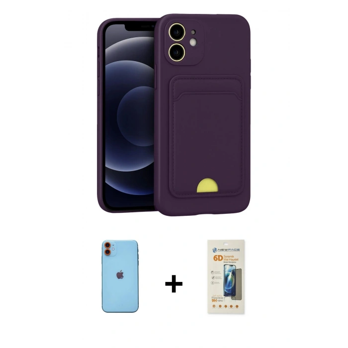 MARSİLYAN™- iPhone 11 Kılıf Vadi Çizgi Prime - Siyah 6D Mat Seramik Hayalet Nano Ekran Koruyucu + Neon Fosforlu Kamera Lens - TU