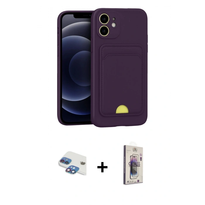 MARSİLYAN™- iPhone 11 Kılıf Vadi Çizgi Prime - Siyah Bilvis 3D Cam Ekran Koruyucu + Pers Alüminyum Kamera Lens - GI