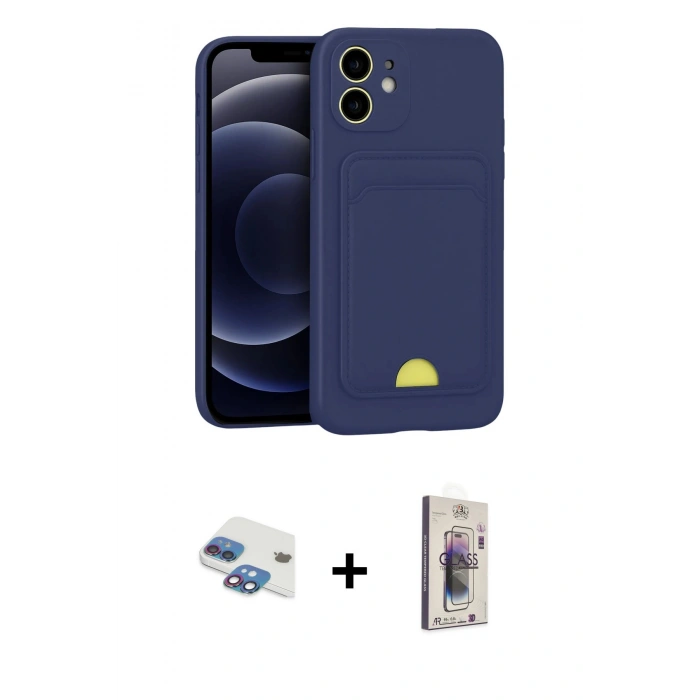 MARSİLYAN™- iPhone 11 Kılıf Vadi Çizgi Prime - Siyah Bilvis 3D Cam Ekran Koruyucu + Pers Alüminyum Kamera Lens - GI