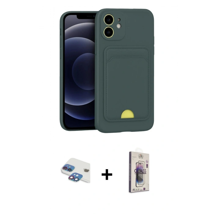 MARSİLYAN™- iPhone 11 Kılıf Vadi Çizgi Prime - Siyah Bilvis 3D Cam Ekran Koruyucu + Pers Alüminyum Kamera Lens - GI