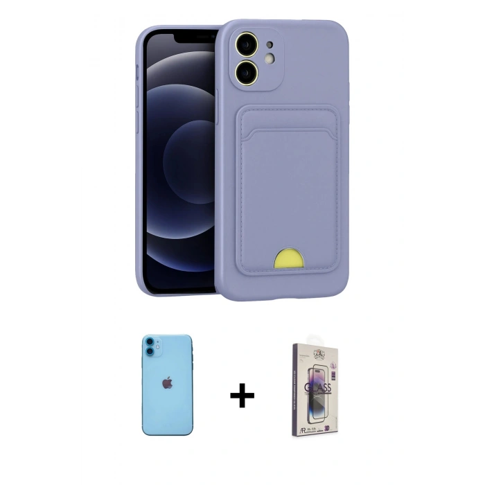 MARSİLYAN™- iPhone 11 Kılıf Vadi Çizgi Prime - Siyah Bilvis 3D Cam Ekran Koruyucu + Neon Fosforlu Kamera Lens - MI