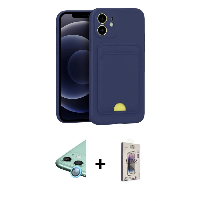 MARSİLYAN™- iPhone 11 Kılıf Vadi Çizgi Prime - Siyah Bilvis 3D Cam Ekran Koruyucu + Raze Metal Kamera Lens - MI