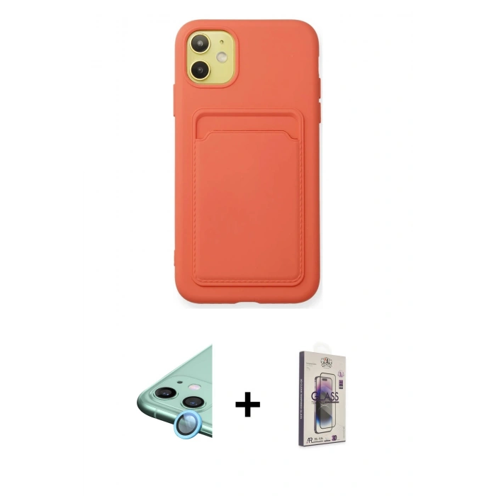 MARSİLYAN™- iPhone 11 Kılıf Vadi Çizgi Prime - Siyah Bilvis 3D Cam Ekran Koruyucu + Raze Metal Kamera Lens - MI