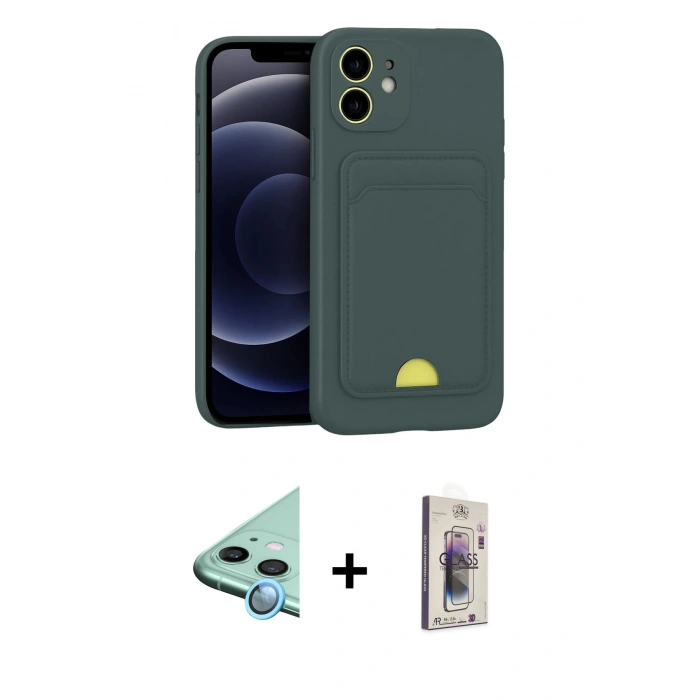 MARSİLYAN™- iPhone 11 Kılıf Vadi Çizgi Prime - Siyah Bilvis 3D Cam Ekran Koruyucu + Raze Metal Kamera Lens - MI