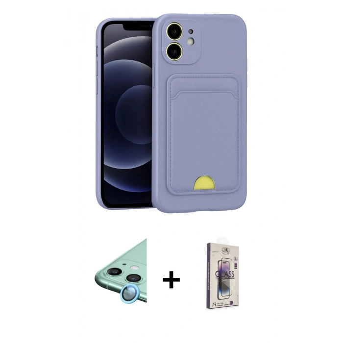 MARSİLYAN™- iPhone 11 Kılıf Vadi Çizgi Prime - Siyah Bilvis 3D Cam Ekran Koruyucu + Raze Metal Kamera Lens - MI