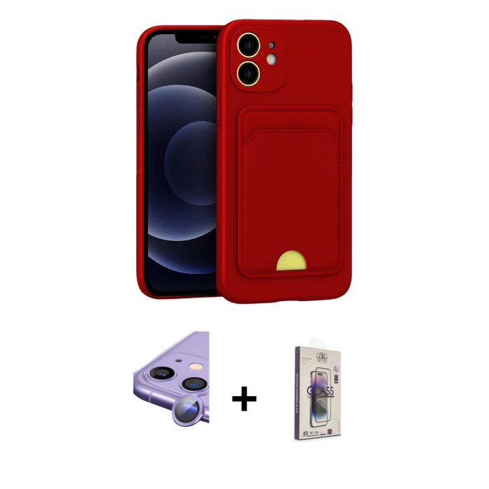 MARSİLYAN™- iPhone 11 Kılıf Vadi Çizgi Prime - Siyah Bilvis 3D Cam Ekran Koruyucu + Raze Metal Kamera Lens - MR