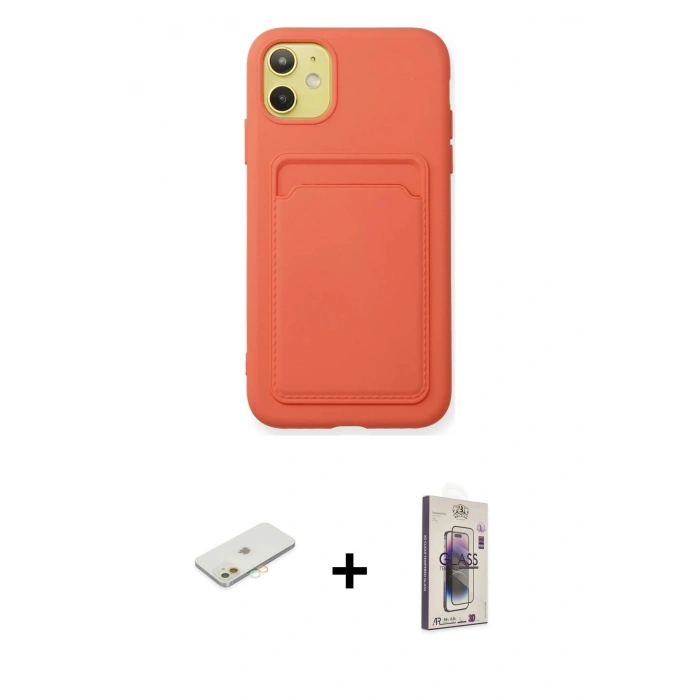 MARSİLYAN™- iPhone 11 Kılıf Vadi Çizgi Prime - Siyah Bilvis 3D Cam Ekran Koruyucu + Renkli Kamera Lens Koruma Cam - TU