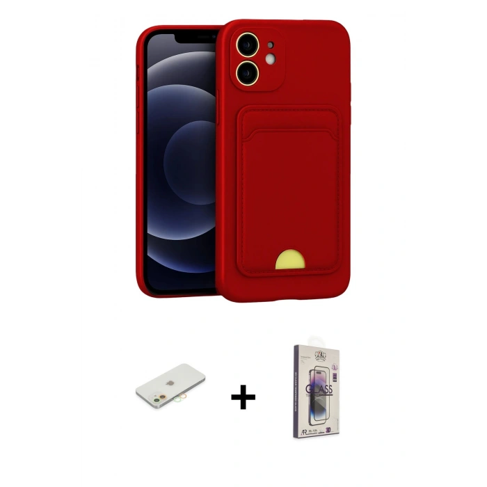 MARSİLYAN™- iPhone 11 Kılıf Vadi Çizgi Prime - Siyah Bilvis 3D Cam Ekran Koruyucu + Renkli Kamera Lens Koruma Cam - TU