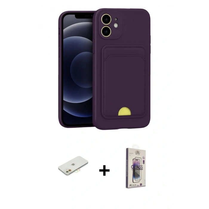 MARSİLYAN™- iPhone 11 Kılıf Vadi Çizgi Prime - Siyah Bilvis 3D Cam Ekran Koruyucu + Renkli Kamera Lens Koruma Cam - TU