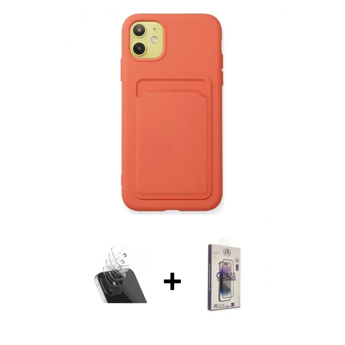 MARSİLYAN™- iPhone 11 Kılıf Vadi Çizgi Prime - Siyah Bilvis 3D Cam Ekran Koruyucu + Şeffaf Kamera Lens Koruma Cam