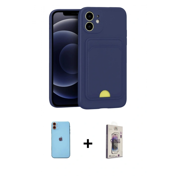MARSİLYAN™- iPhone 11 Kılıf Vadi Çizgi Prime - Siyah Bilvis 3D Cam Ekran Koruyucu + Neon Fosforlu Kamera Lens - TU