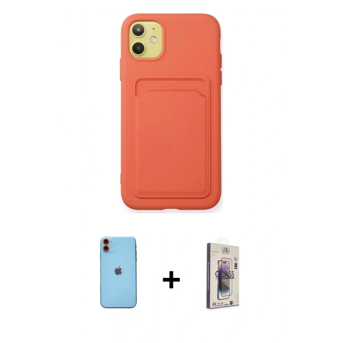 MARSİLYAN™- iPhone 11 Kılıf Vadi Çizgi Prime - Siyah Bilvis 3D Cam Ekran Koruyucu + Neon Fosforlu Kamera Lens - TU