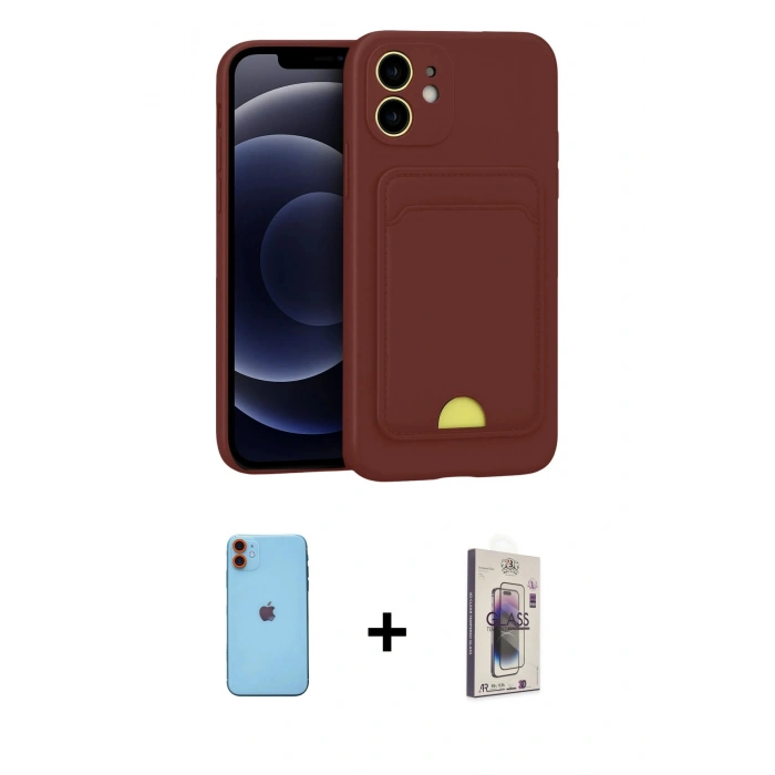 MARSİLYAN™- iPhone 11 Kılıf Vadi Çizgi Prime - Siyah Bilvis 3D Cam Ekran Koruyucu + Neon Fosforlu Kamera Lens - TU