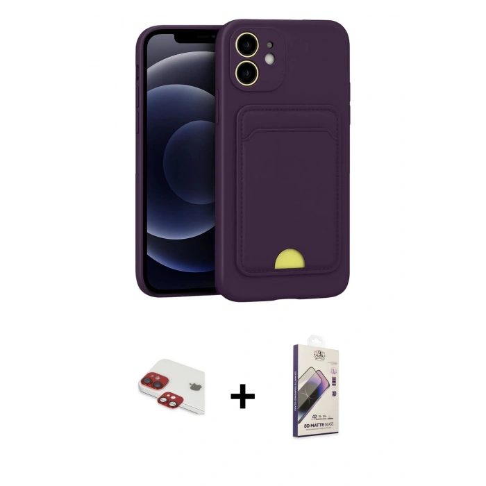 MARSİLYAN™- iPhone 11 Kılıf Vadi Çizgi Prime - Siyah Bilvis 3D Mat Cam Ekran Koruyucu + Pers Alüminyum Kamera Lens - KI