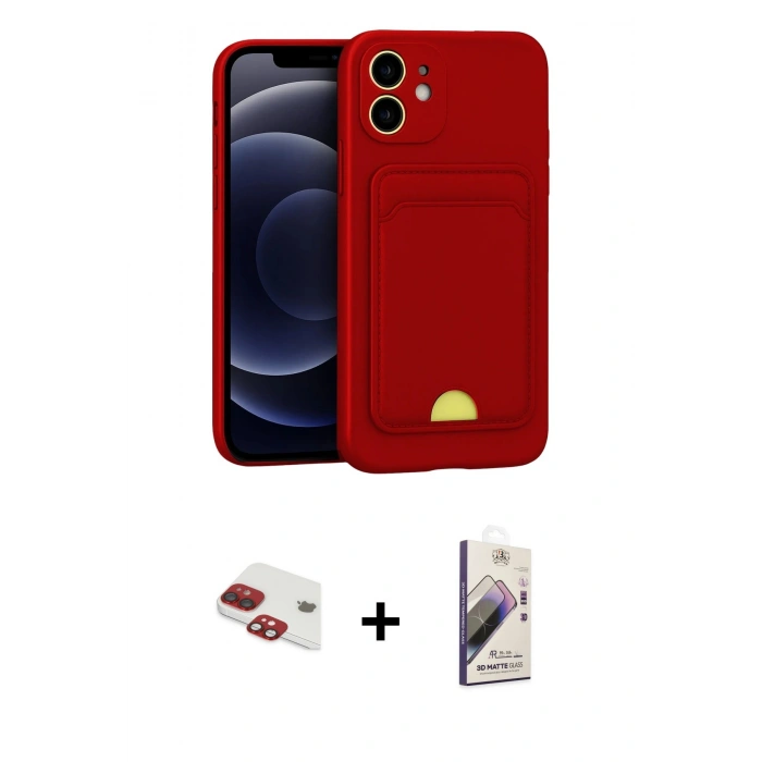 MARSİLYAN™- iPhone 11 Kılıf Vadi Çizgi Prime - Siyah Bilvis 3D Mat Cam Ekran Koruyucu + Pers Alüminyum Kamera Lens - KI