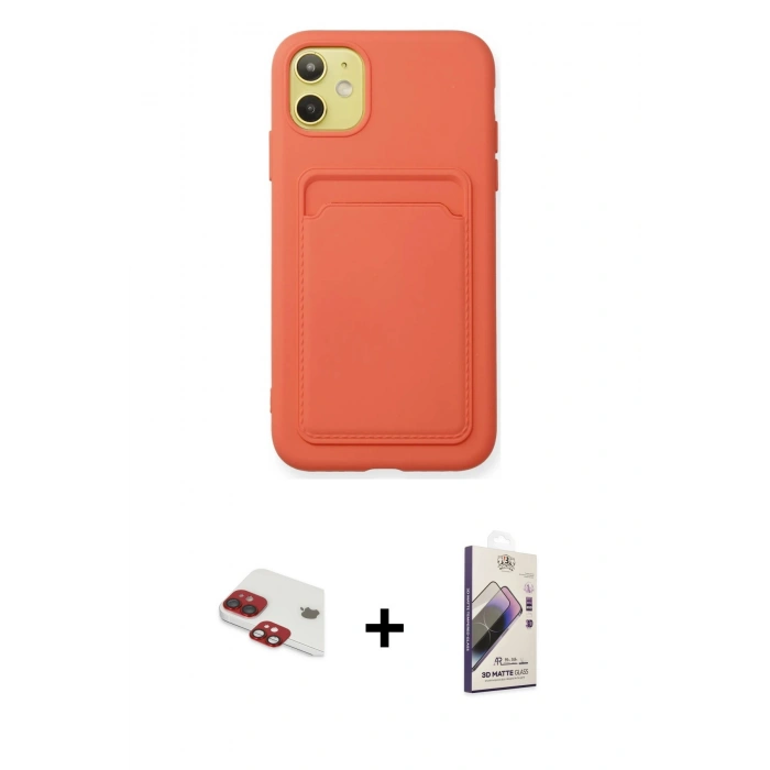 MARSİLYAN™- iPhone 11 Kılıf Vadi Çizgi Prime - Siyah Bilvis 3D Mat Cam Ekran Koruyucu + Pers Alüminyum Kamera Lens - KI