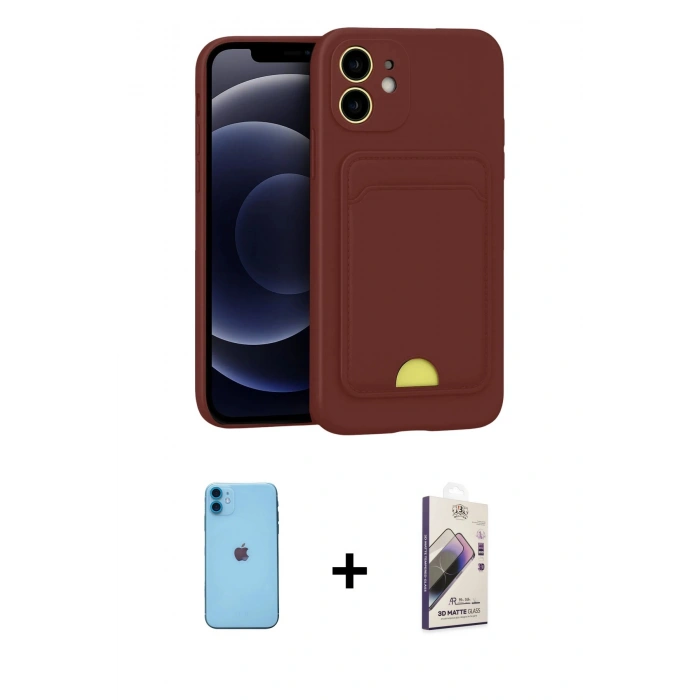 MARSİLYAN™- iPhone 11 Kılıf Vadi Çizgi Prime - Siyah Bilvis 3D Mat Cam Ekran Koruyucu + Neon Fosforlu Kamera Lens - MI