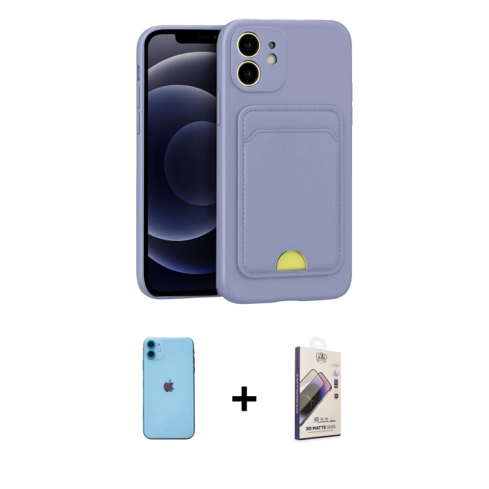 MARSİLYAN™- iPhone 11 Kılıf Vadi Çizgi Prime - Siyah Bilvis 3D Mat Cam Ekran Koruyucu + Neon Fosforlu Kamera Lens - MI