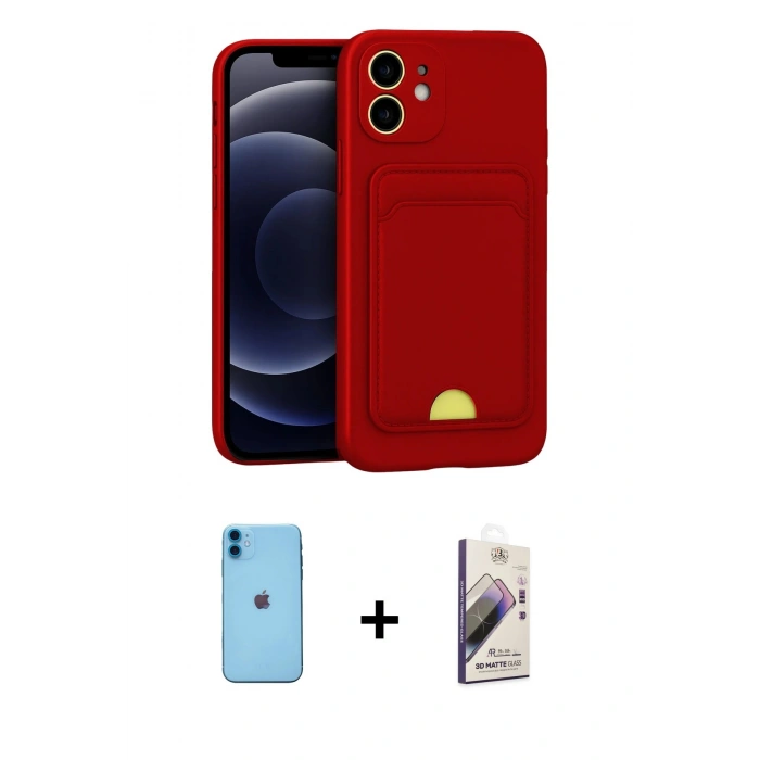 MARSİLYAN™- iPhone 11 Kılıf Vadi Çizgi Prime - Siyah Bilvis 3D Mat Cam Ekran Koruyucu + Neon Fosforlu Kamera Lens - MI