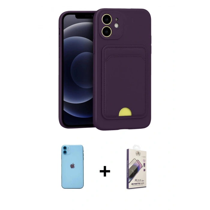 MARSİLYAN™- iPhone 11 Kılıf Vadi Çizgi Prime - Siyah Bilvis 3D Mat Cam Ekran Koruyucu + Neon Fosforlu Kamera Lens - MI