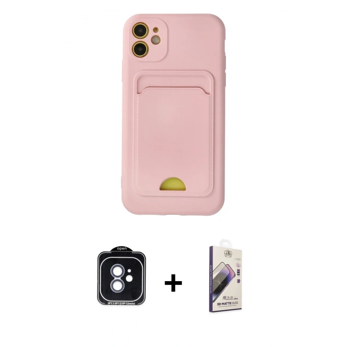 MARSİLYAN™- iPhone 11 Kılıf Vadi Çizgi Prime - Siyah Bilvis 3D Mat Cam Ekran Koruyucu + PVD Metal Kamera Lens - MI