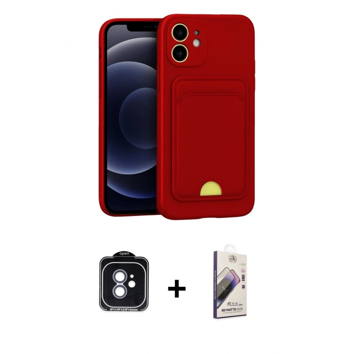 MARSİLYAN™- iPhone 11 Kılıf Vadi Çizgi Prime - Siyah Bilvis 3D Mat Cam Ekran Koruyucu + PVD Metal Kamera Lens - MI