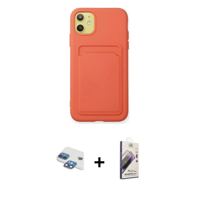 MARSİLYAN™- iPhone 11 Kılıf Vadi Çizgi Prime - Siyah Bilvis 3D Mat Cam Ekran Koruyucu + Pers Alüminyum Kamera Lens - GI