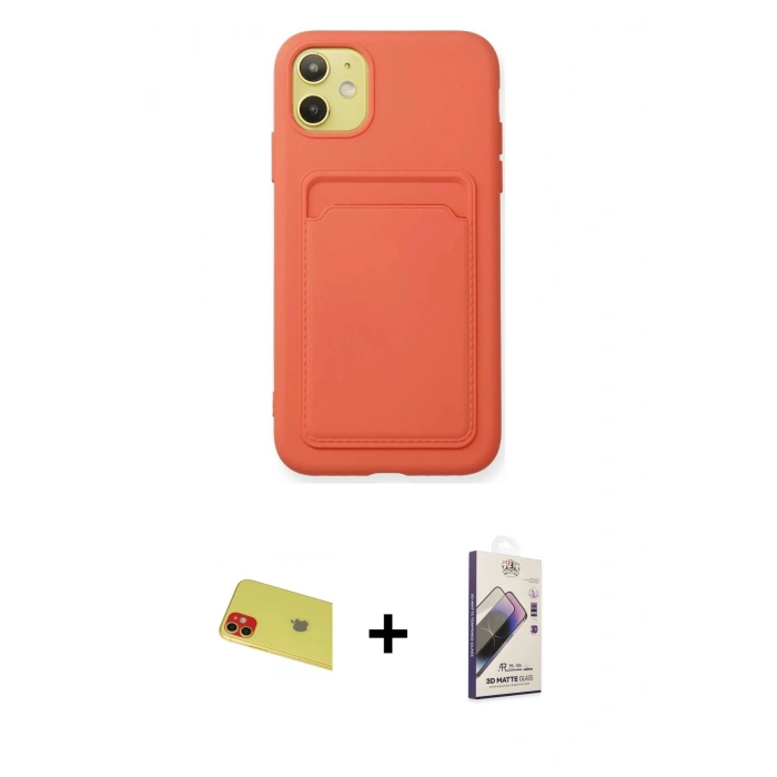 MARSİLYAN™- iPhone 11 Kılıf Vadi Çizgi Prime - Siyah Bilvis 3D Mat Cam Ekran Koruyucu + Rainbow Kamera Lens Koruma Cam - KI